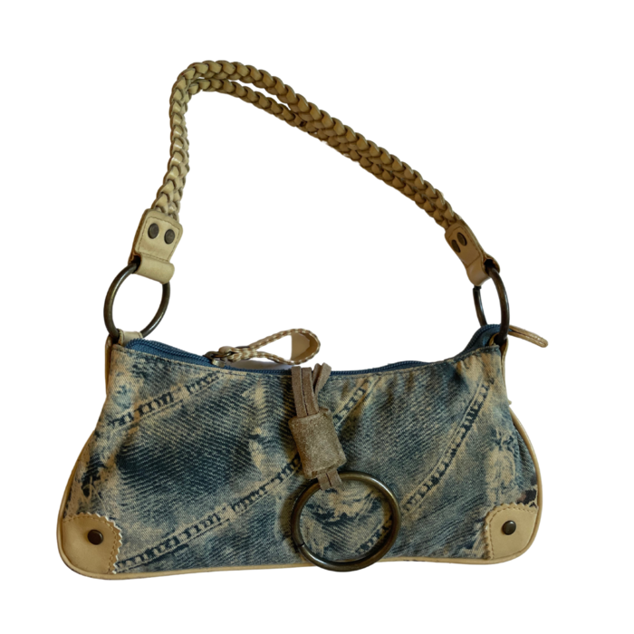 Guess denim worn effect shoulder bag
