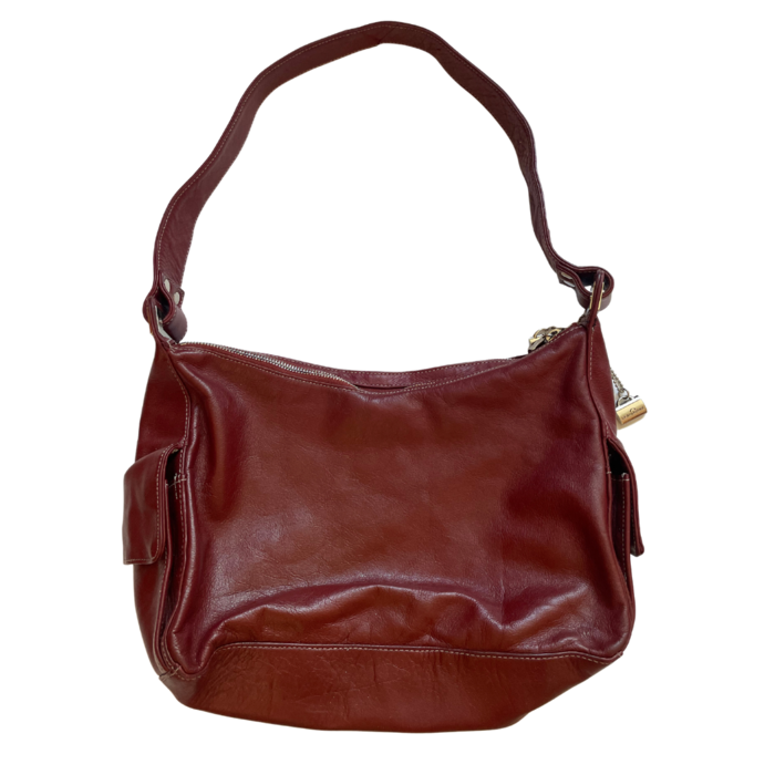 Burgundy leather shoulder bag