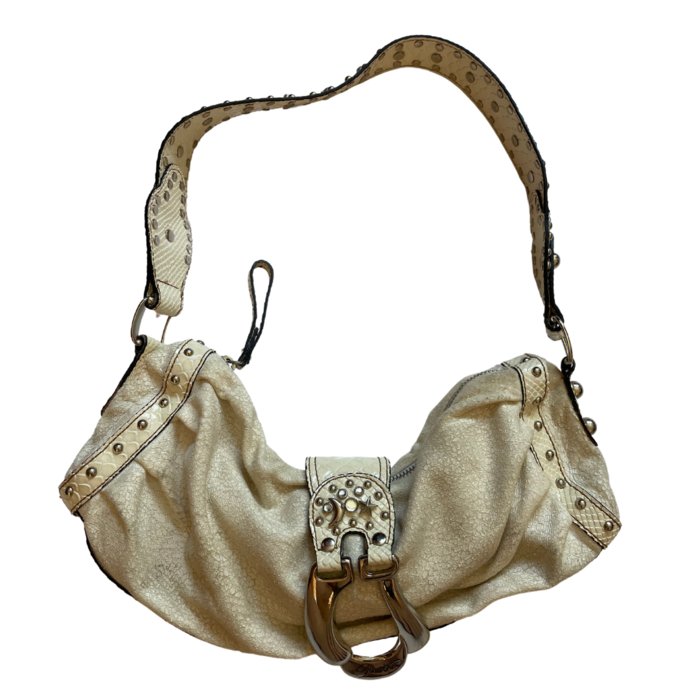 Guess baguette shoulder bag white with studs