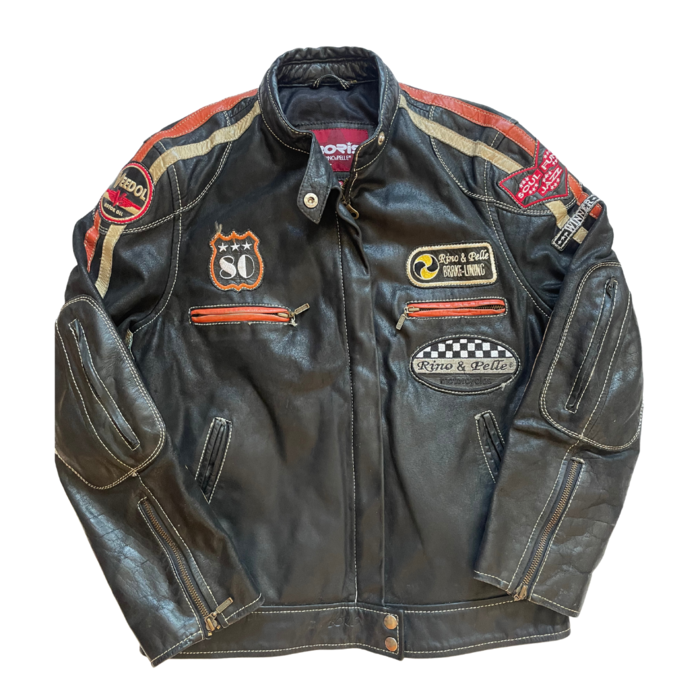 Leather jacket racing patches