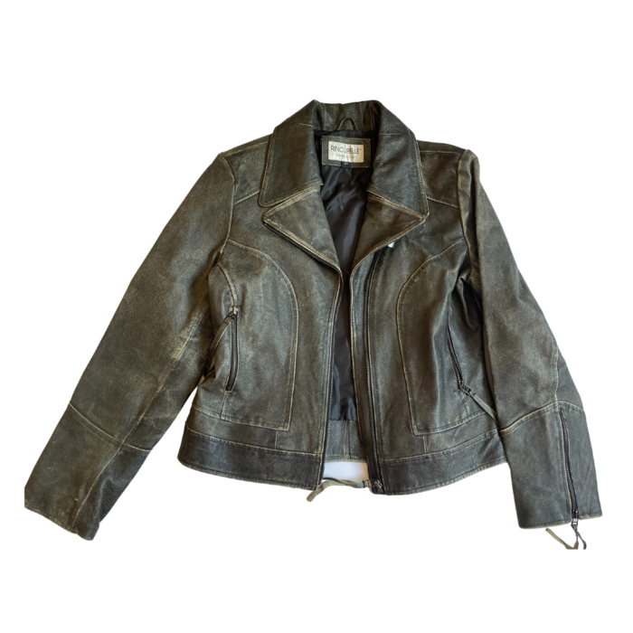 Leather jacket worn effect