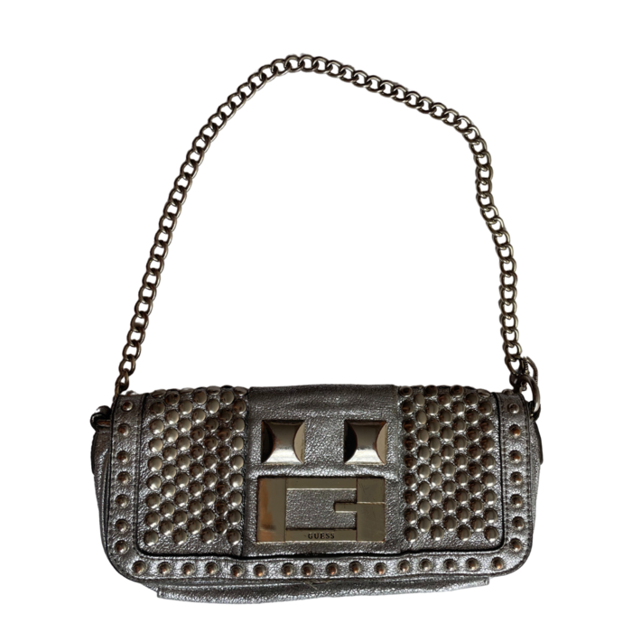 silver-plated guess bag with studs