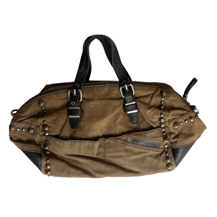 Diesel camel canvas handbag with studs